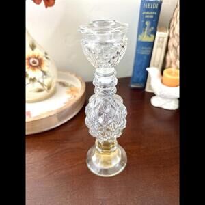 Vintage Avon Regency Cut Glass Perfume Bottle Nostalgic Candle Holder Vase w Lid